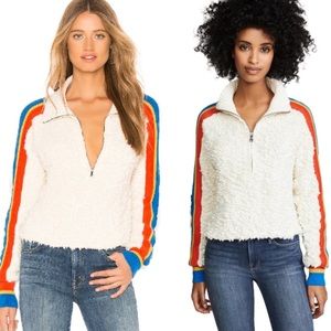 Free people marshmallow striped cotton-blend jumper pullover size large rainbow